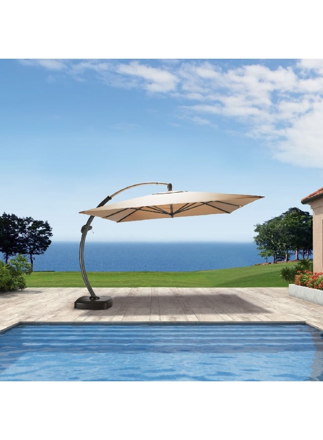 LIVING ACCENTS Outdoor Sturdy Aluminium Frame Hanging Umbrella with Base 3.5 x 3.5 m - Image 2