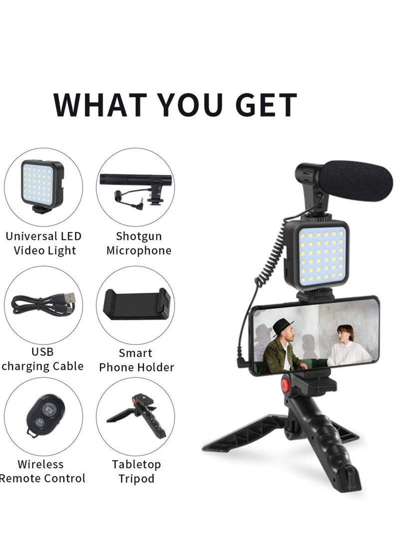 ELTRAZONE smartphone Vlogging Kit with Fill Light, Microphone, Tripod, Phone Clip for YouTube/Tiktok/Instagram/Fitness Yoga - Image 2