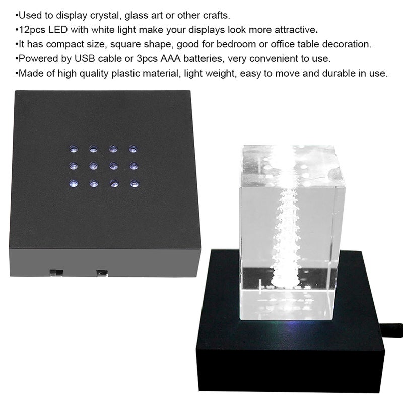 12LED White Light Display Stand Base Holder for Crystal / Glass Art - Image 3
