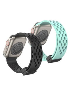 X-level 2 Pack Magnetic Buckle Silicone Bands 42mm 44mm 45mm 49mm Adjustable Wristbands Hole design Silicone Waterproof Strap For Men Women Compatible With Apple Watch Ultra 2/Ultra/SE/Series 9/8/7/6/5/4/3/2/  - Image 1