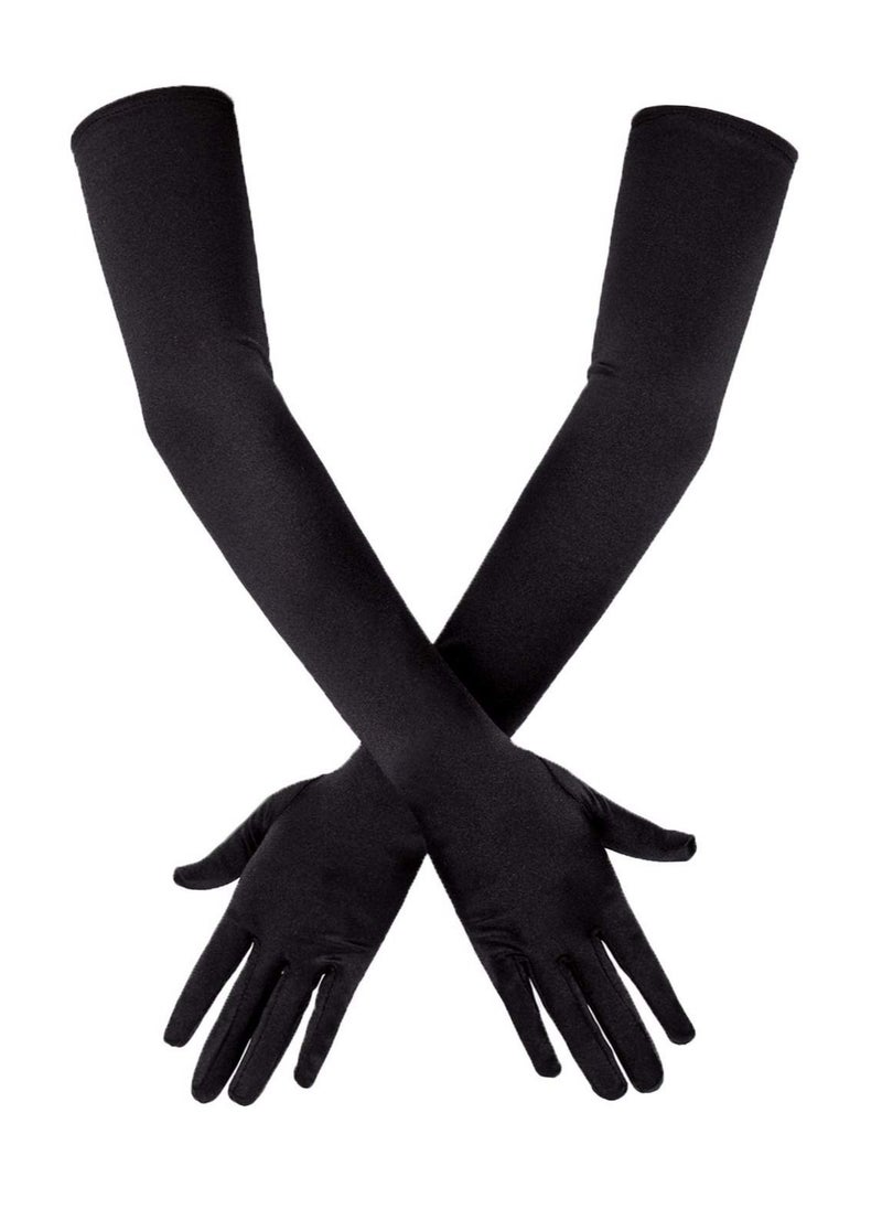 SYOSI Satin Opera Gloves, Formal Bridal Banquet Party Wedding Opera Mitten  - Image 1