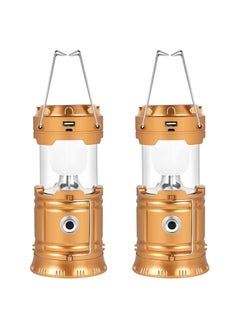 Solar Camping Lights 2 Packs, USB Direct Charge Ultra Bright LED Collapsible Water Resistant Lanterns Flashlights
