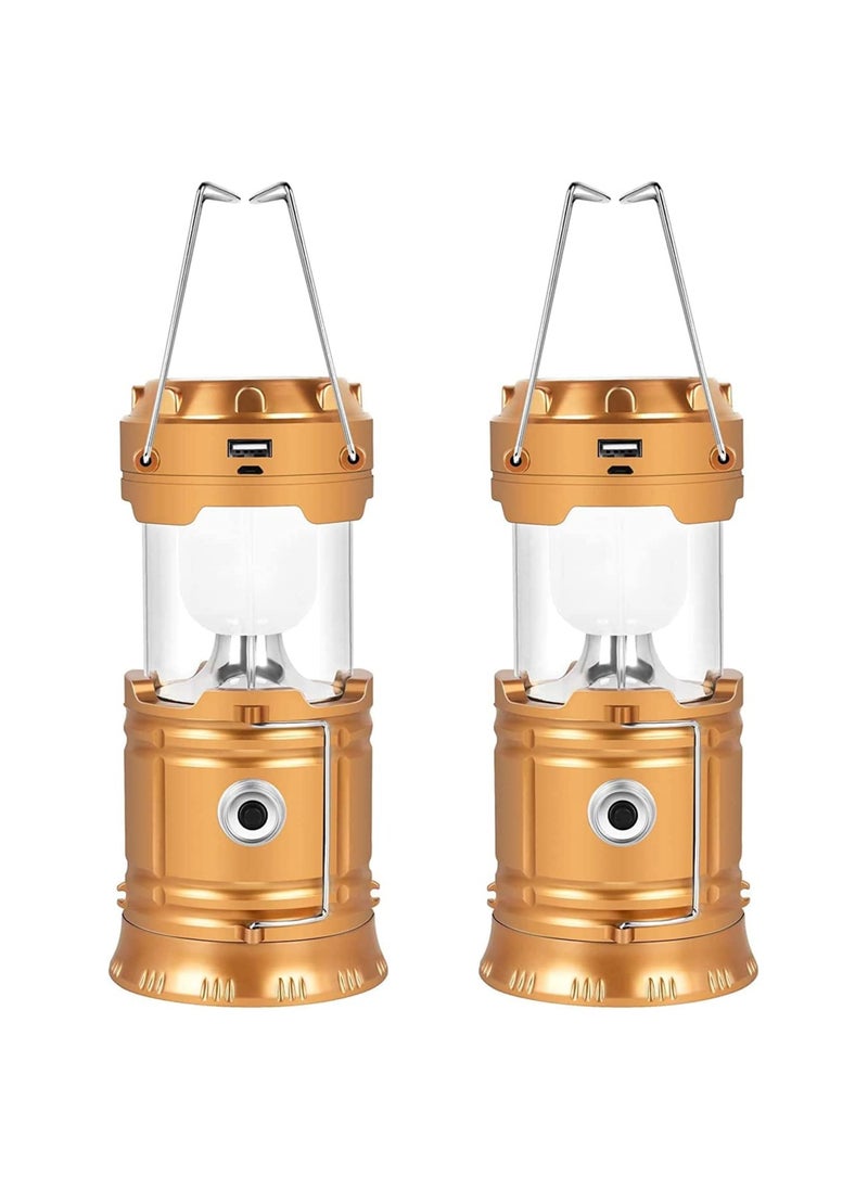 Generic - Solar Camping Lights 2 Packs, USB Direct Charge Ultra Bright LED Collapsible Water Resistant Lanterns Flashlights - Image 1