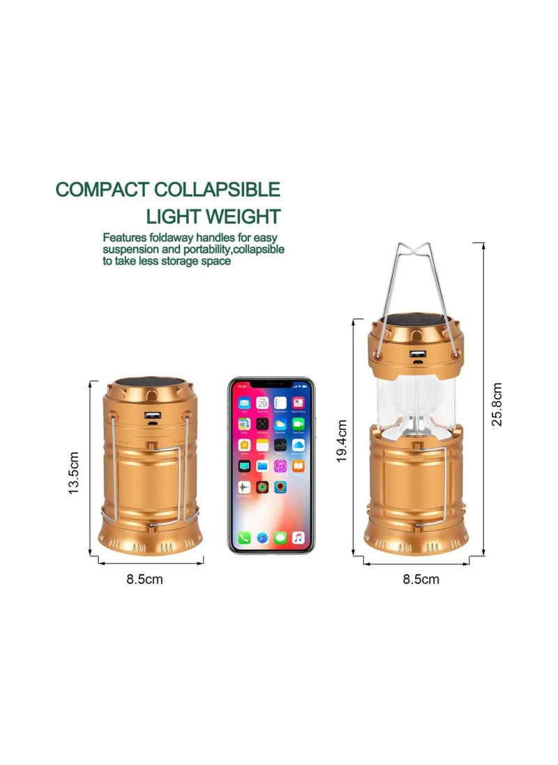 Generic - Solar Camping Lights 2 Packs, USB Direct Charge Ultra Bright LED Collapsible Water Resistant Lanterns Flashlights - Image 1