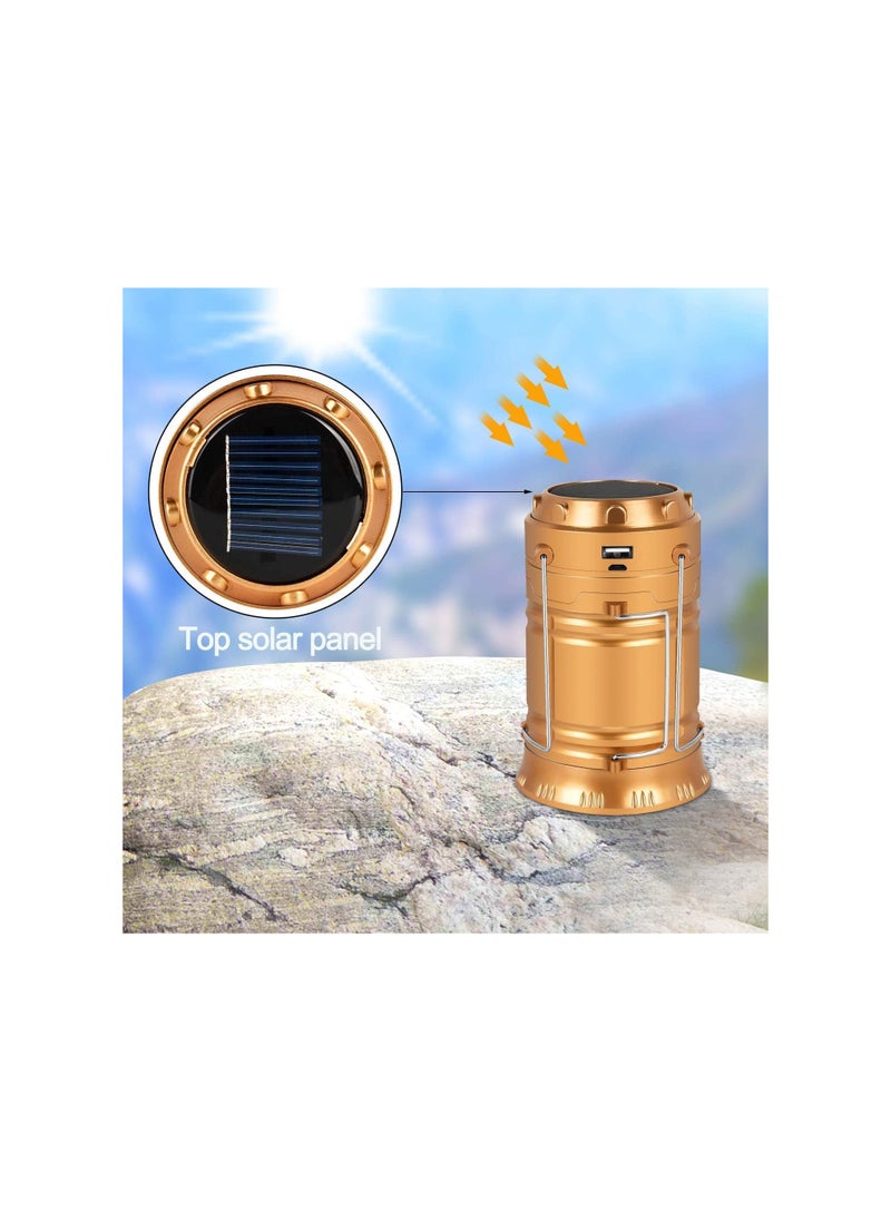 Generic - Solar Camping Lights 2 Packs, USB Direct Charge Ultra Bright LED Collapsible Water Resistant Lanterns Flashlights - Image 1