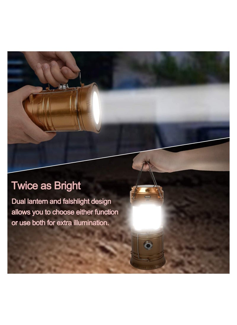 Generic - Solar Camping Lights 2 Packs, USB Direct Charge Ultra Bright LED Collapsible Water Resistant Lanterns Flashlights - Image 1