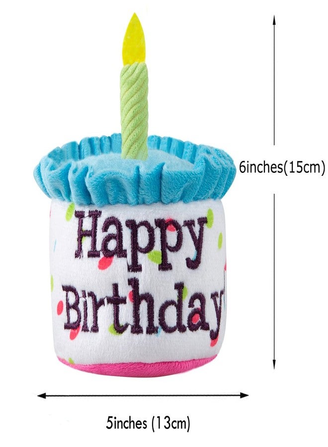 Ushang Pet Dog Birthday Cake Toy, Happy Birthday Cake Shaped Squeaky Dog Toys for Medium & Large Dogs Funny Dogs Gifts Plush Dog Party Toys, Large, Blue - Image 5