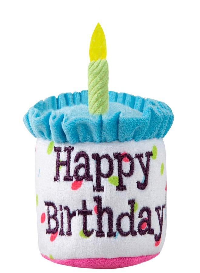 Ushang Pet Dog Birthday Cake Toy, Happy Birthday Cake Shaped Squeaky Dog Toys for Medium & Large Dogs Funny Dogs Gifts Plush Dog Party Toys, Large, Blue - Image 1