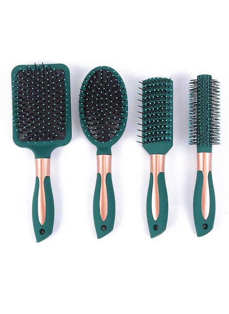 Generic - 4Pcs Hair Brush Comb Set, Detangling Air Cushion Comb Anti Static Hair Styling Brush for All Hair Types for Men and Women Dark Green - Image 1