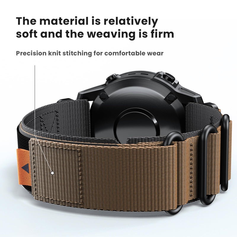 ANCOOL for Fenix 7 Band/Fenix 6 Pro band/Fenix 5 Watch Band 22mm Nylon Watch Band Replacement for Fenix 7 Pro/Forerunner 965/955/945(Black/Khaki) - Image 2