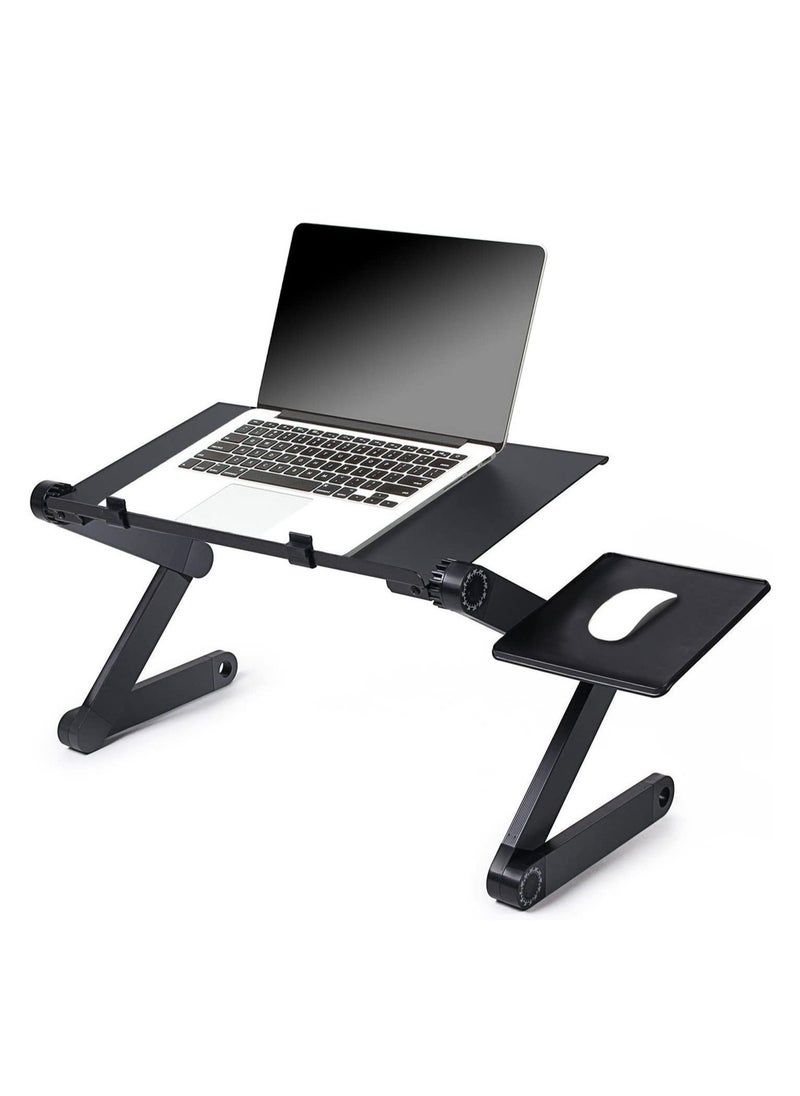 Laptop Desk, Laptop Stand for Bed and Sofa, Portable Adjustable Laptop Table Desk Stand with Mouse Pad, Ergonomic Design Lap TV Bed Tray Aluminum Cozy Desk Suitable for Reading Studying