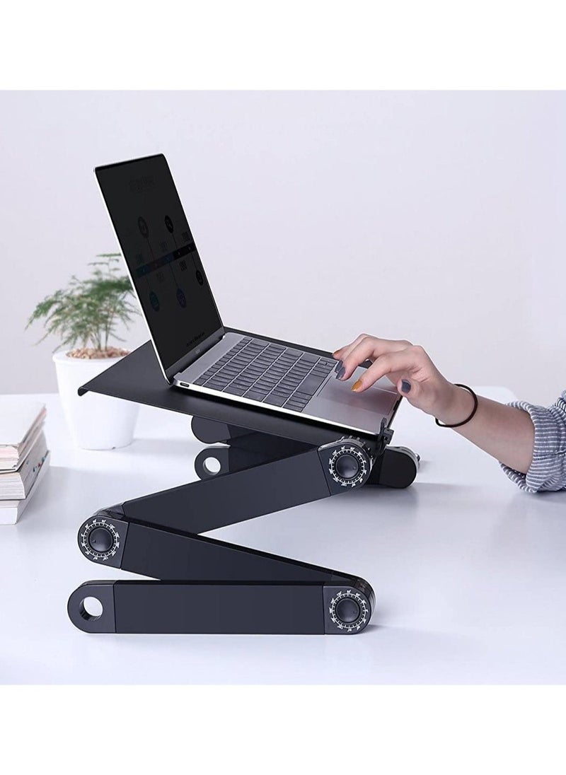 Laptop Desk, Laptop Stand for Bed and Sofa, Portable Adjustable Laptop Table Desk Stand with Mouse Pad, Ergonomic Design Lap TV Bed Tray Aluminum Cozy Desk Suitable for Reading Studying