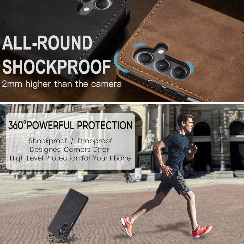Cracedily for Samsung Galaxy A15 Case, Flip Wallet Leather Case with Card Holder Magnetic Closure Shockproof Kickstand Protective Phone Cases Cover for Samsung A15,Black - Image 5