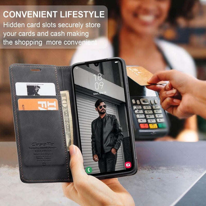 Cracedily for Samsung Galaxy A15 Case, Flip Wallet Leather Case with Card Holder Magnetic Closure Shockproof Kickstand Protective Phone Cases Cover for Samsung A15,Black - Image 3