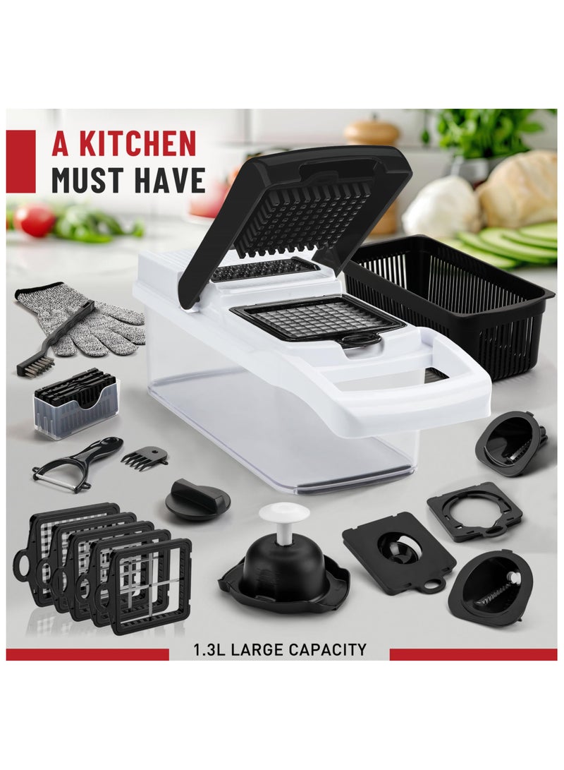 موندا 26 قطعة قطاعة خضروات متعددة الوظائف قطاعة خضروات وفواكه قطاعة قطاعة وأداة تقطيع قطاعة قابلة للتعديل مع حاوية قطاعة خضروات ممزقة - Image 3