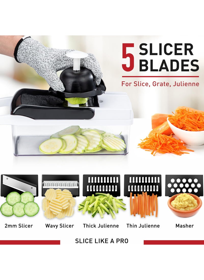 Generic - 26-Piece Vegetable Cutter Multifunctional Vegetable and Fruit Chopper Cutter Slicer and Dicer Tool Adjustable Slicer and Chopper with Container Vegetable Slicer Shredded Vegetables - Image 1