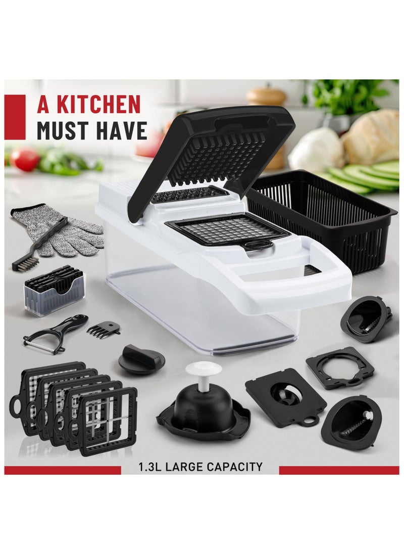 Generic 26-Piece Vegetable Cutter Multifunctional Vegetable and Fruit Chopper Cutter Slicer and Dicer Tool Adjustable Slicer and Chopper with Container Vegetable Slicer Shredded Vegetables  - Image 3