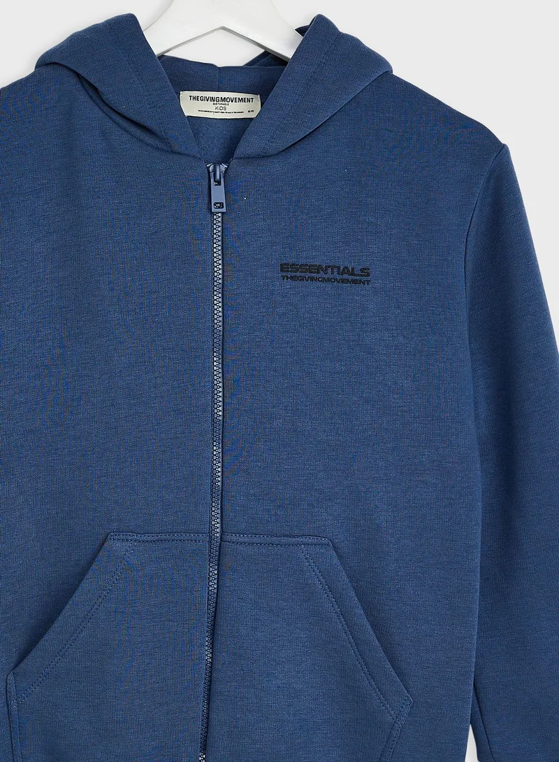 The Giving Movement Kids Lounge Regular Zip Hoodie