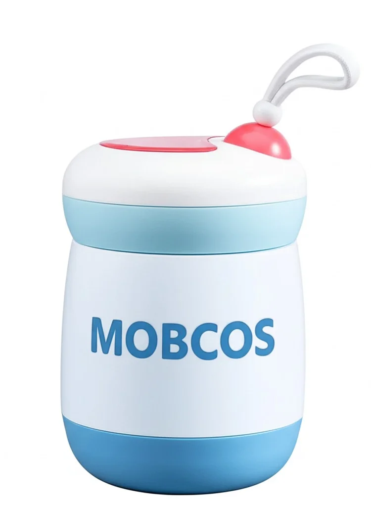 Mobcos Mini Stainless Steel Insulated Lunch Box with Soup Cup and Spoon for Picnic, Office, School, Outdoor Travel Blue (450ml)