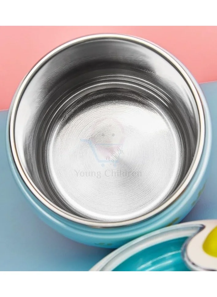 Mobcos Mini Stainless Steel Insulated Lunch Box with Soup Cup and Spoon for Picnic, Office, School, Outdoor Travel Blue (450ml)