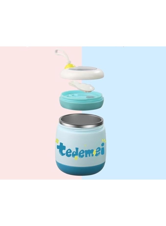 موبكوس علبة غداء صغيرة معزولة من الفولاذ المقاوم للصدأ من موبكوس مع كوب وملعقة للشوربة، مناسبة للنزهات والمكتب والمدرسة والسفر في الهواء الطلق (450 مل، أزرق) - Image 5