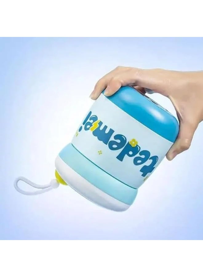 موبكوس علبة غداء صغيرة معزولة من الفولاذ المقاوم للصدأ من موبكوس مع كوب وملعقة للشوربة، مناسبة للنزهات والمكتب والمدرسة والسفر في الهواء الطلق (450 مل، أزرق) - Image 2