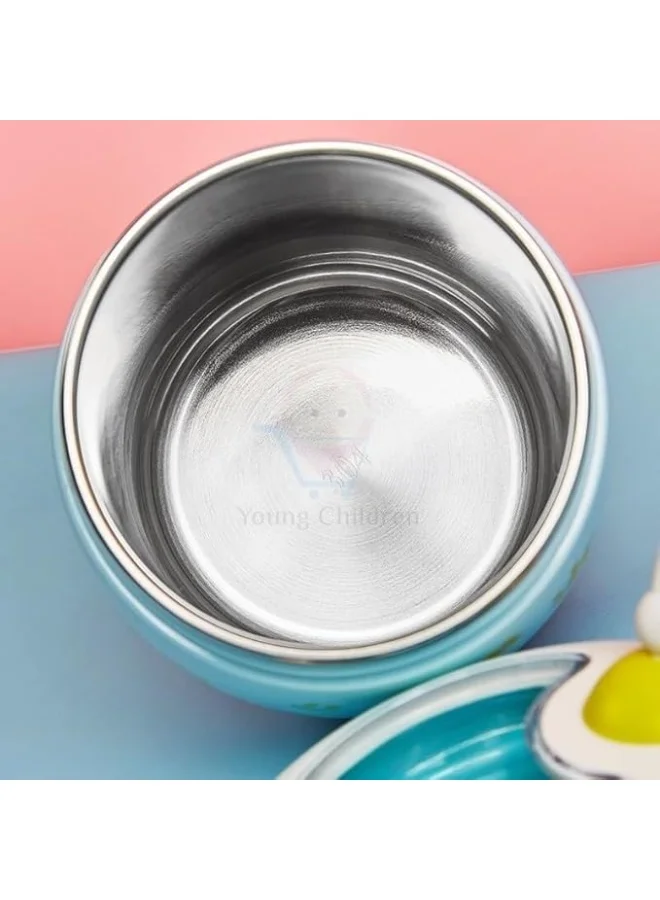 Mobcos Blue Mobcos Mini Stainless Steel Insulated Lunch Box with Soup Cup and Spoon for Picnic, Office, School, Outdoor Travel (450ml Blue)  | Best Price UAE
