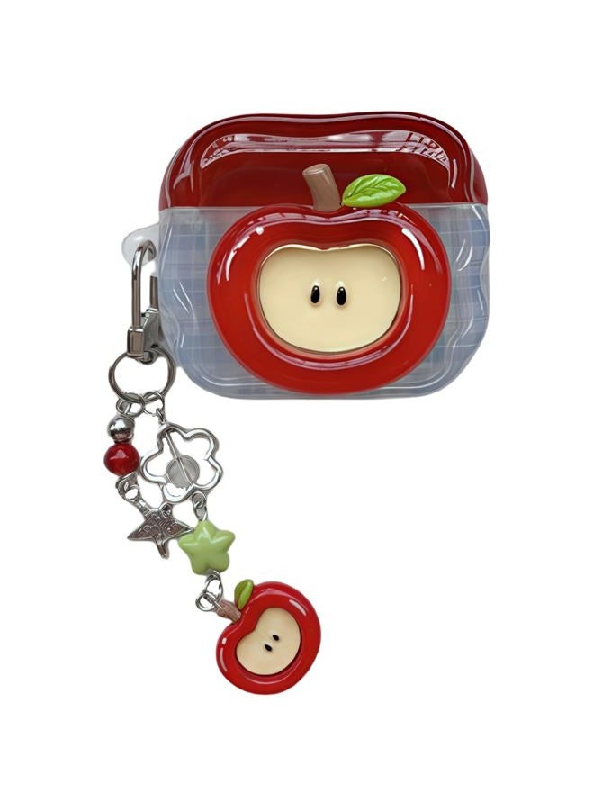 SGVAHY Airpods Pro Case with Keychain, Cute 3D Red Apple Pattern Protective Case Soft Silicone for Women Girls, Anti-Drop, Shockproof, Protective Airpods Case - Image 1