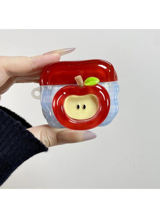 SGVAHY Airpods Pro Case with Keychain, Cute 3D Red Apple Pattern Protective Case Soft Silicone for Women Girls, Anti-Drop, Shockproof, Protective Airpods Case - Image 3