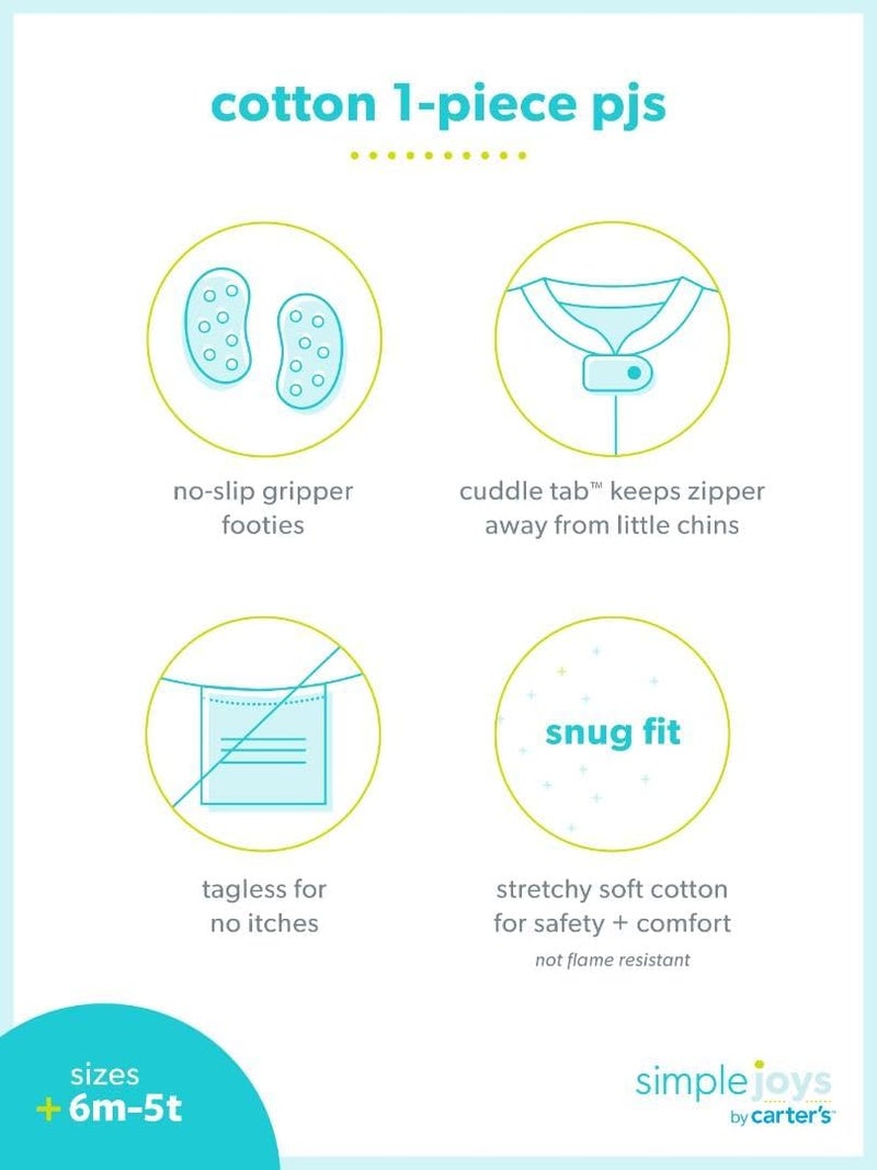 Simple Joys by Carter's Toddlers and Baby Girls' Snug-Fit Footed Cotton Pajamas, Pack of 3 - Image 2