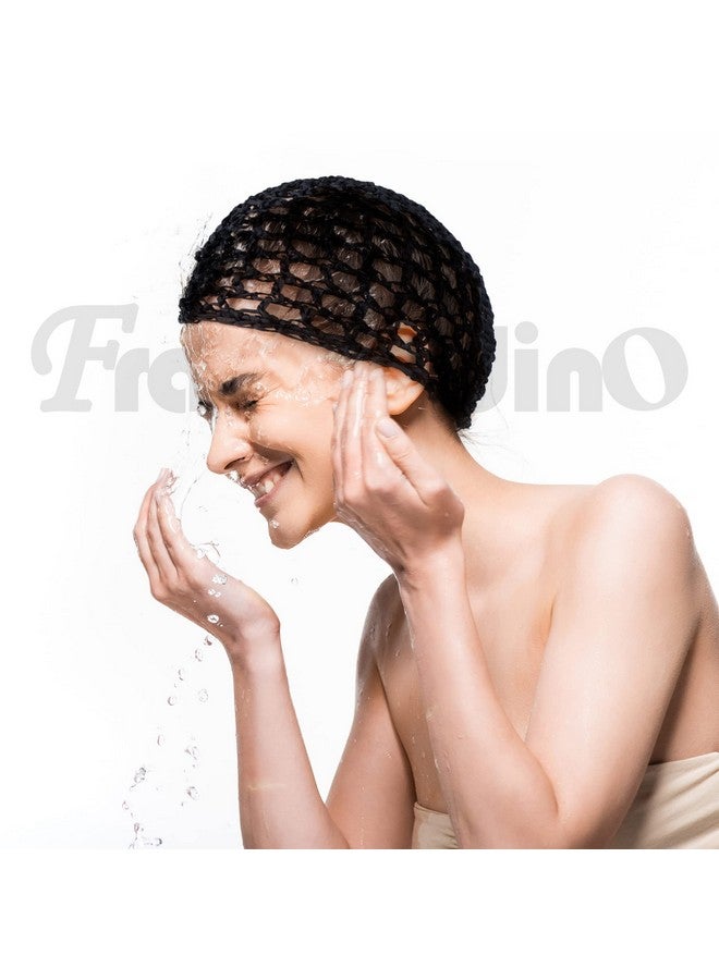 Framendino 4 Pack Mesh Crochet Hair Net Rayon Knit Snoods Hat Thick Hairnet Snood Cover Ornament For Night Sleeping Hair Accessories (Black) - Image 5