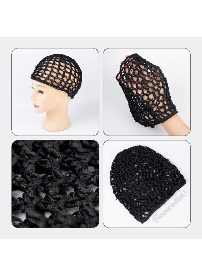 Framendino 4 Pack Mesh Crochet Hair Net Rayon Knit Snoods Hat Thick Hairnet Snood Cover Ornament For Night Sleeping Hair Accessories (Black) - Image 4