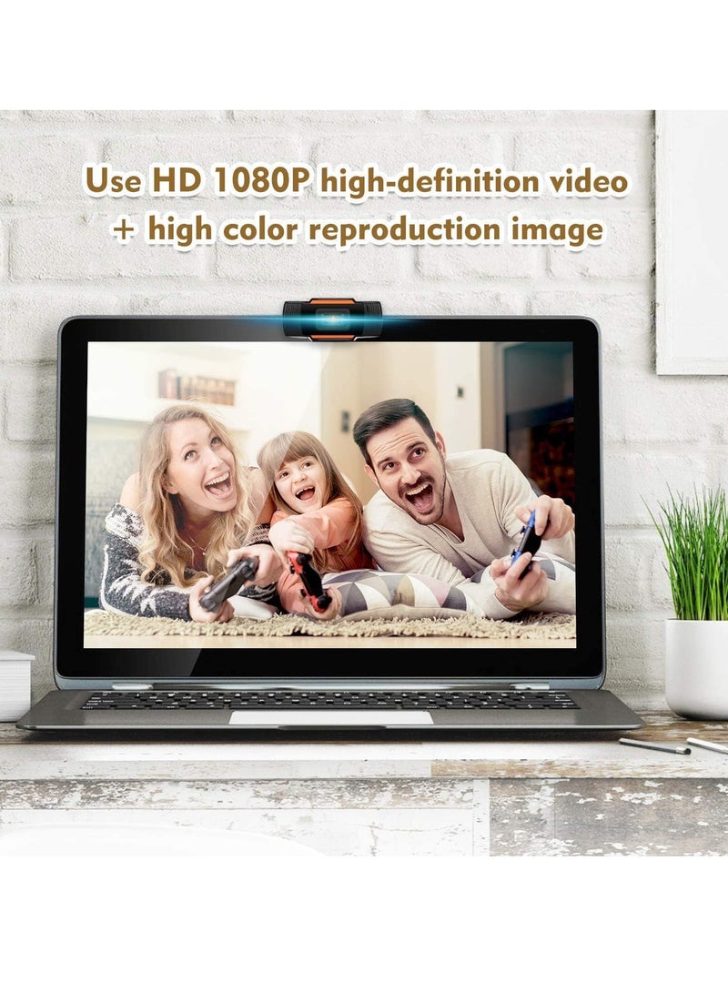 كاميرا ويب HD 1080P مع ميكروفون USB 2-3 كمبيوتر للبث المباشر زاوية واسعة 110 درجة 30 اطار في الثانية للابتوب والكمبيوتر المكتبي والمؤتمرات ومحادثات الفيديو أسود - Image 3