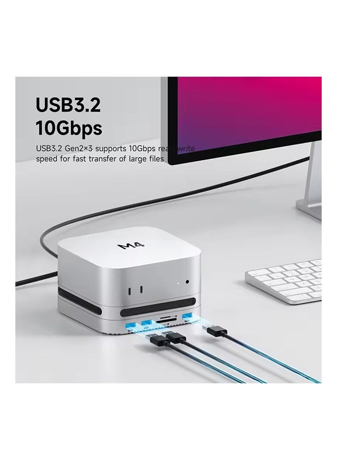Hagibis Hagibis USB C Hub for Mac mini M4/M4 Pro with 40Gbps M.2 SSD Enclosure USB 3.2 Gen2 SD/TF 4.0 Type-C Docking Station Desk Stand  - Image 5