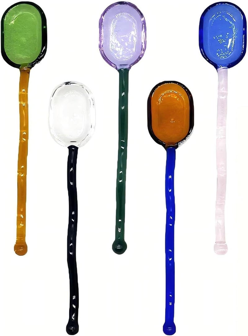 TMXAOK 5 Pieces Coffee Spoons, Glass Coffee Stirring Spoon, Espresso Stirring Spoon, Coffee Teaspoons, 6inch Coffee Stirrers for Tea Cocktail Milkshake Cold Drink Home Bar Party - Image 1