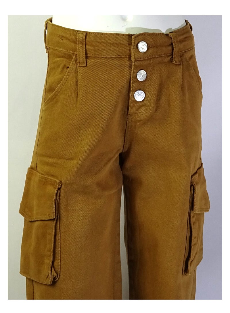 SHELTER "Girls' pants with a buttoned waistband, multiple pockets, and solid colors from the Shelter collection 23022." - Image 3