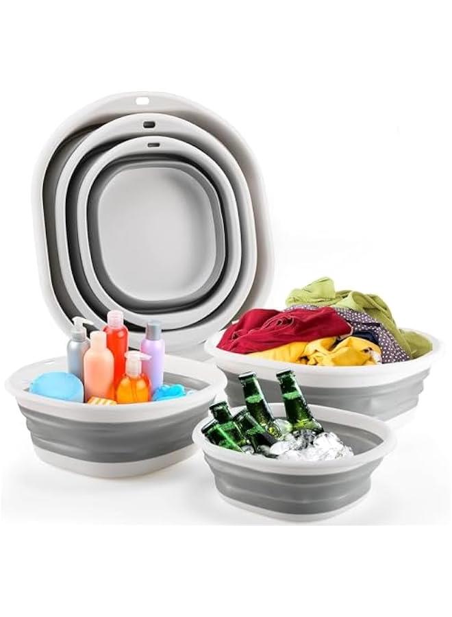 HOOKOR Collapsible Tub Wash Basin Laundry Tub 3 Pack Collapsible Laundry Baskets Foldable Dish Tub Plastic Washtub Space Saving Storage Container for Dishing, Fruit, Camping, Laundry, Hiking & Home - Image 1
