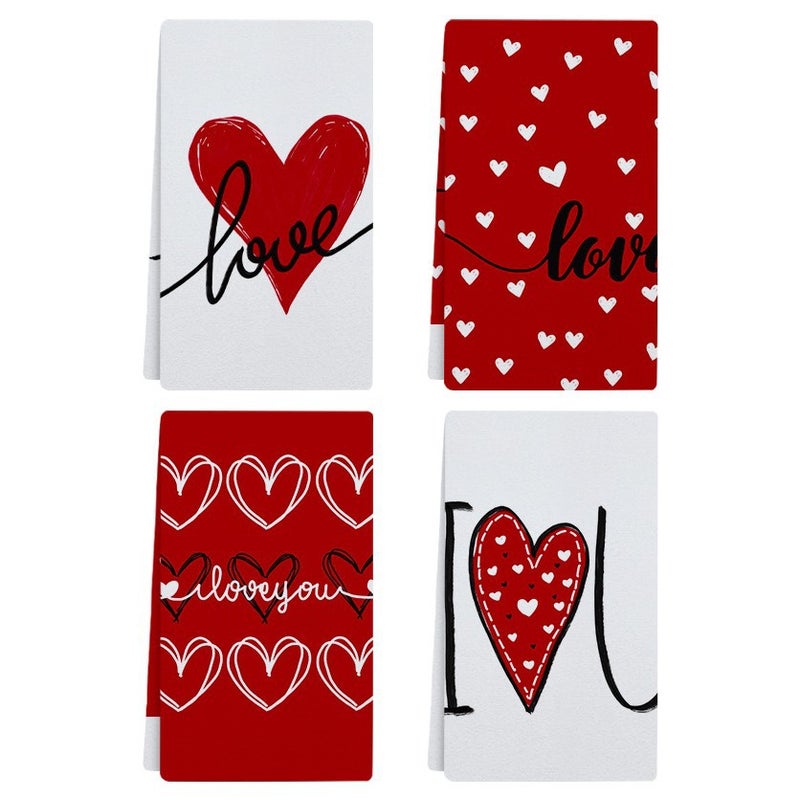 new red love couple towel cloth restaurant cloth absorption towel cloth wholesale - Image 1