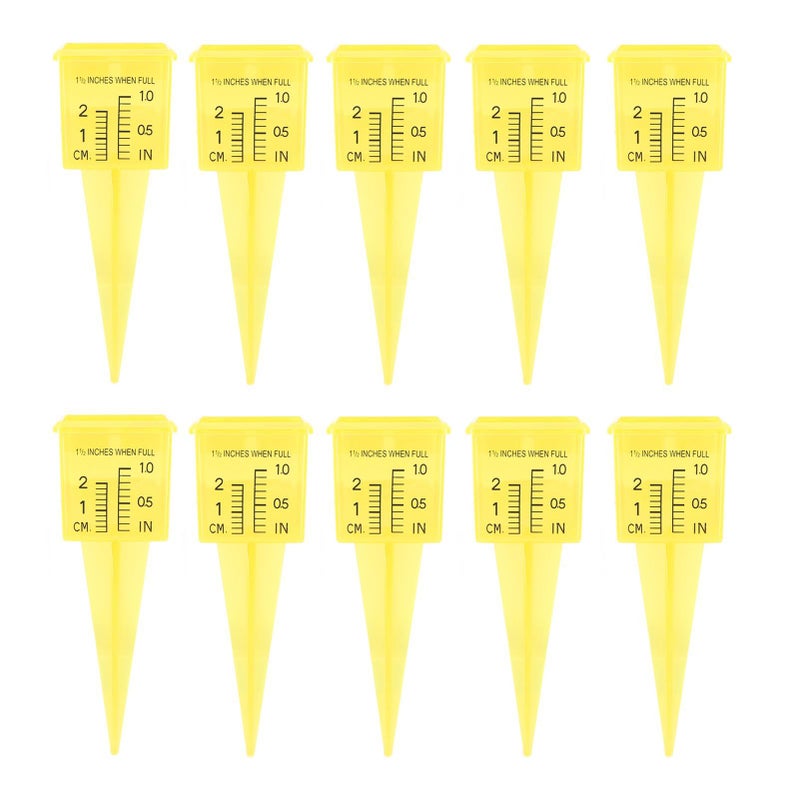 Yellow Rain Gauge ABS Material 1 5 Inch Measure Gauge For Lawn And Deck 10 Pack - Image 2