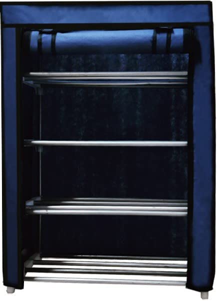 SANAMSTORE Open 4 Tier Metal Pipe With NonWoven 100Gsm Fabric Cover ShoeClothToyBooks RackDark Blue 30 X 55 X75 cm - Image 3