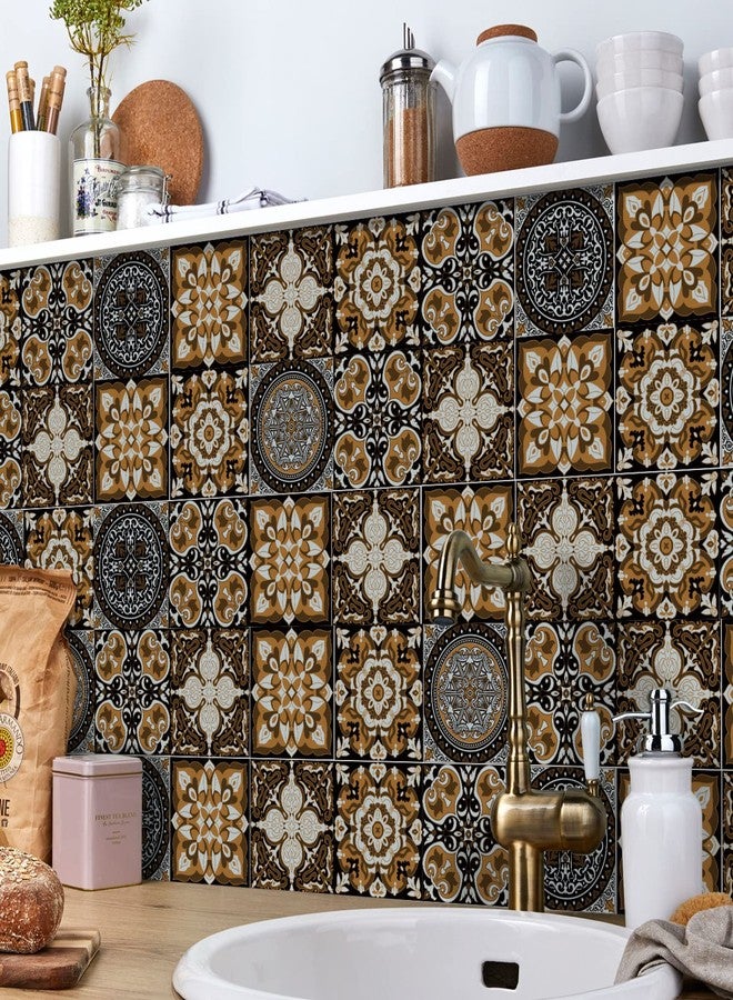 oxiang 24 Pcs Peel and Stick Tile Backsplash Self-Adhesive Tile Sticker Vinyl Wall Stickers for Kitchen, Bathroom, Fireplace, Cupboard Decoration,HZ-35,4x4inch - Image 2