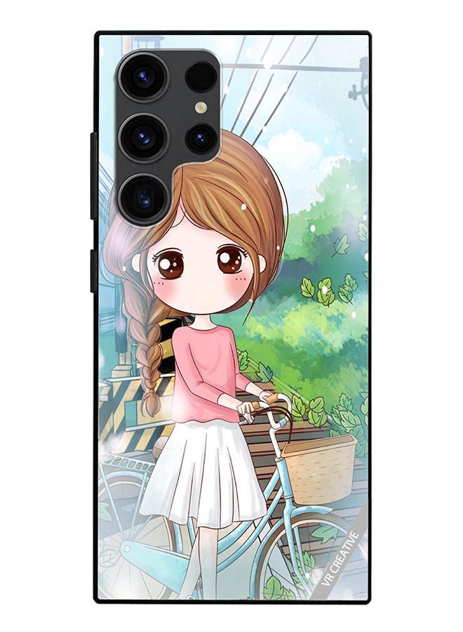 VR CREATIVE Protective Case Cover For Samsung Galaxy S23 Ultra 5G Girl With Cycle Design Multicolour - Image 1