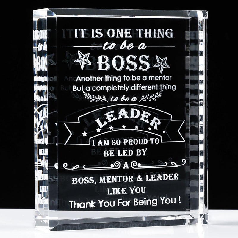 YWHL Best Boss Gifts for Men Women Crystal Office Keepsakes Thank You Farewell Gifts for Boss Lady Mentor Supervisor Leader Retirement Going Away Christmas Birthday Appreciation Boss Day Gift for Boss