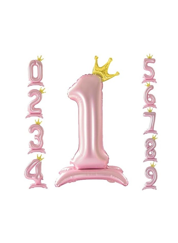 40Inch Crown Rose Gold Digit Helium Foil Birthday Party Balloons Number 1 - Image 1