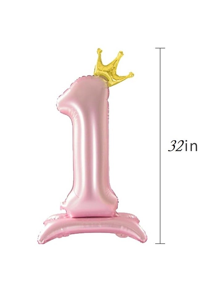 40Inch Crown Rose Gold Digit Helium Foil Birthday Party Balloons Number 1 - Image 2