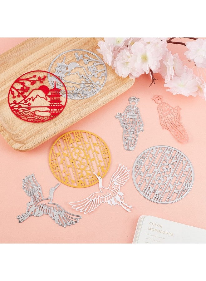 ORIGACH 4 Pcs Oriental Japanese Geisha Chinese White Crane Screen Cutting Dies Embossing Stencils Template Mould For Diy Scrapbooking Card Making - Image 4