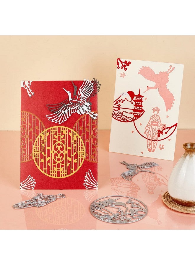 ORIGACH 4 Pcs Oriental Japanese Geisha Chinese White Crane Screen Cutting Dies Embossing Stencils Template Mould For Diy Scrapbooking Card Making - Image 5