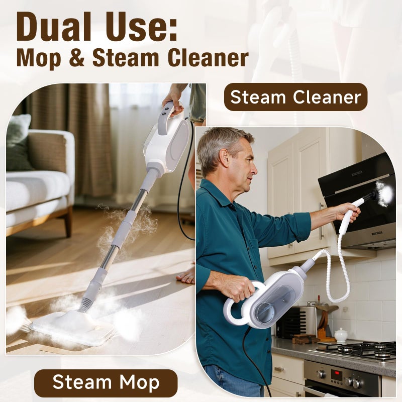 SYUDTY Steam Mop, 13-in-1 Powerful Handheld Steam Cleaner with 13 Accessories, 500ML Removable Tank, 23FT Power Cable, Detachable Steam Mops for Floor Cleaning, Tiles, Windows, Tile Grout, Carpets, Furniture - Image 5