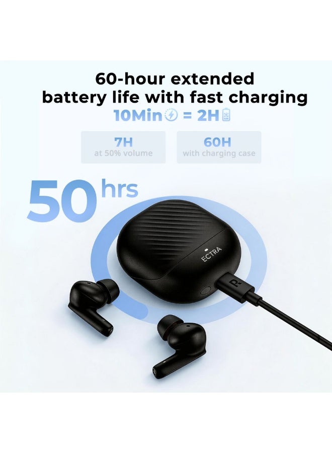 إكترا Ectra Free Anc Wireless Earbuds bluetooth 60 H
