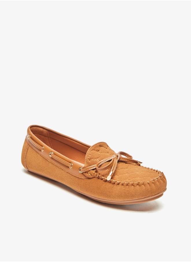 Le Confort - Women Suede Slip-On Mocassins with Bow Detail - Image 1